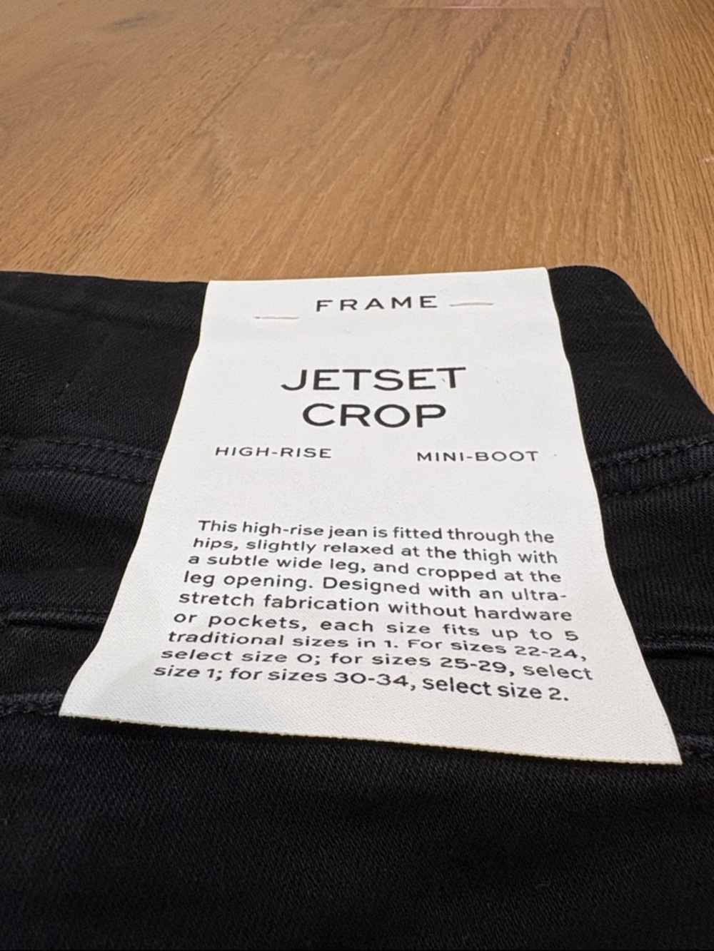 Frame Jetset Pintuck Flare Jeans in Sheen Noir Elastic Waist Crop Mini Boot 0 - Picture 7 of 11